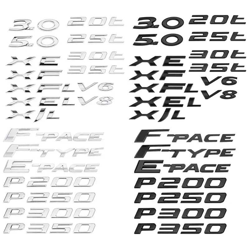 재규어 XE XF XFL XJL XEL F-PACE F-TYPE E-PACE P200 P250 P300 P350 20T 25T 35T 3.0 5.0 V6 V8 차량용 리어 트렁크 엠블럼 스티커