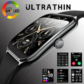 Nuovo Smartwatch Ultra Sottile da Uomo con Display AMOLED HD da 1,96 Pollici, Sempre Attivo, Chiamate Bluetooth, Promemoria, Compatibile con Android e iOS