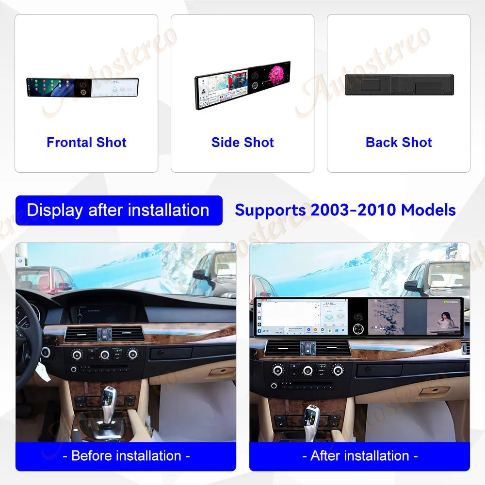 Dual Screen Android14 ID9 Car Radio Carplay Screen For BMW 5 Series E60 2003-201