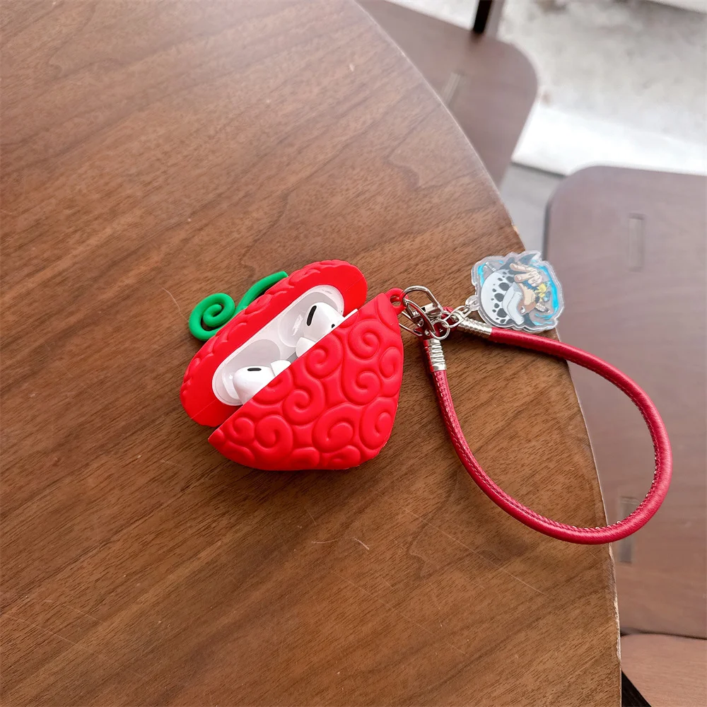 Charming 3D Heart Silicone Shockproof Earphone Case Cover with Charm