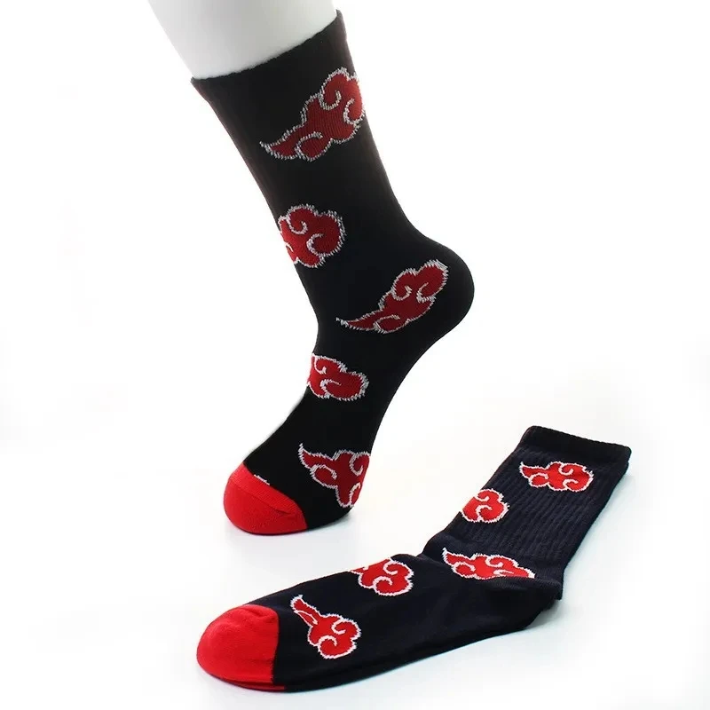 Halloween Anime Red Cloud Akatsuki High Quality Socks Ninja Unisex Adult Cotton Socks Cosplay Men And Women Outdoor Sockings