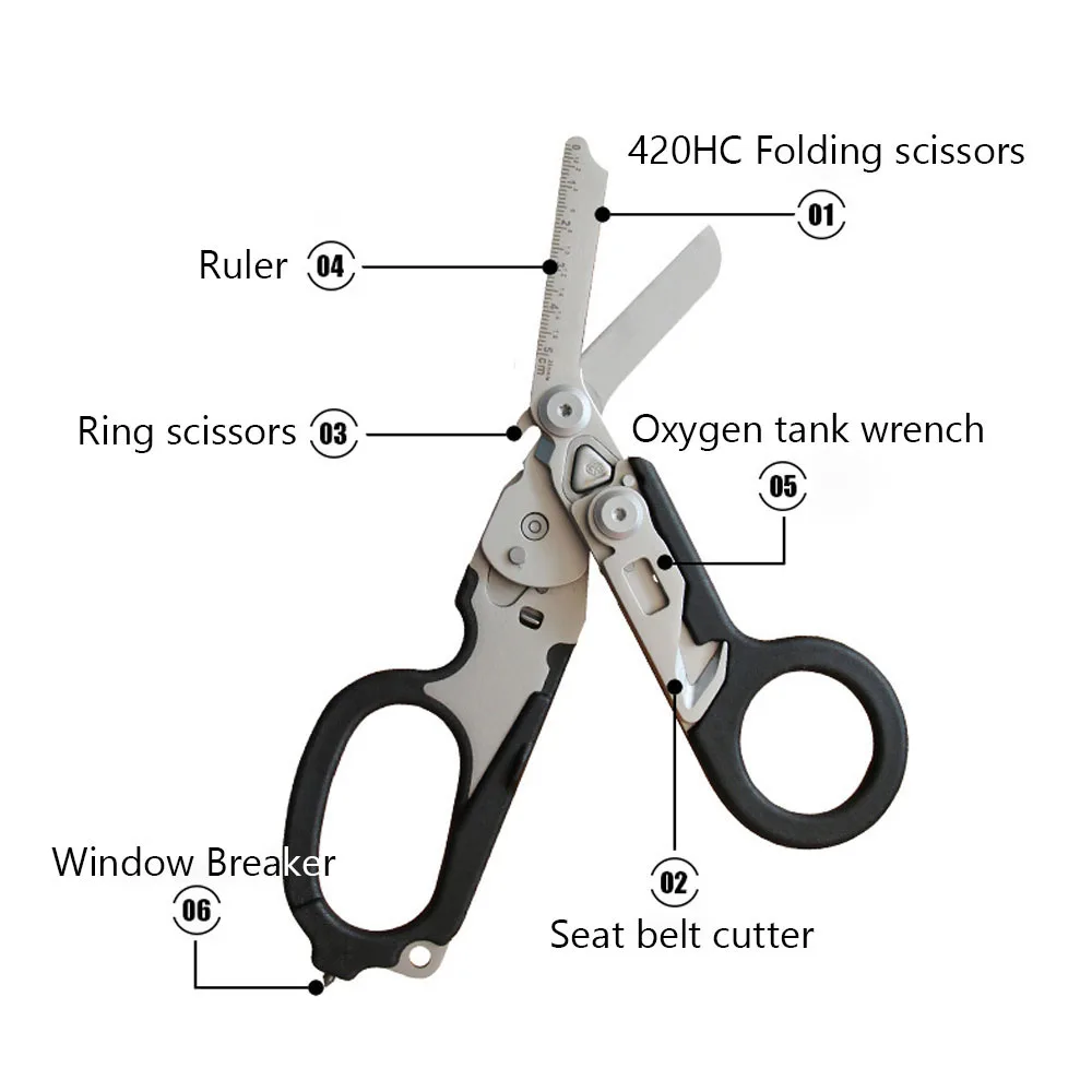 Survival Equipment Trauma Shears Rescue Scissors Tactical First Aid Kit Folding Multitool Paramedic Scissors EDC Hand Tools 2
