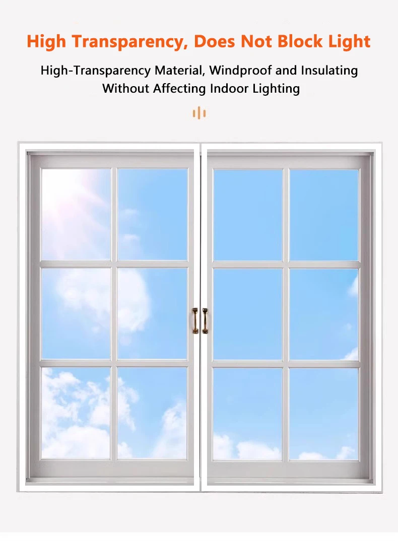 EVA Window Thermal Film - Transparent & Weatherproof, Windproof & Dustproof, Easy Hook & Loop Attachment for All Seasons