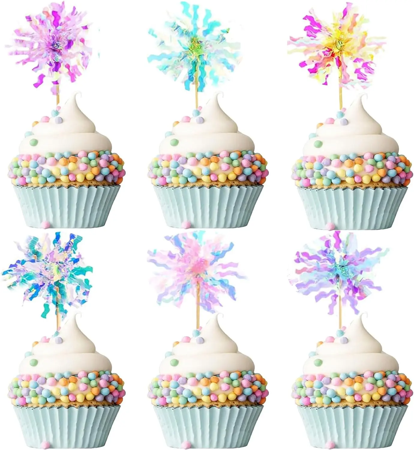 Folie Feuerwerk Cupcake Topper funkeln Lametta Kuchen Dekoration Cocktail Picks für Geburtstag Hochzeit Abschluss feier Lieferungen
