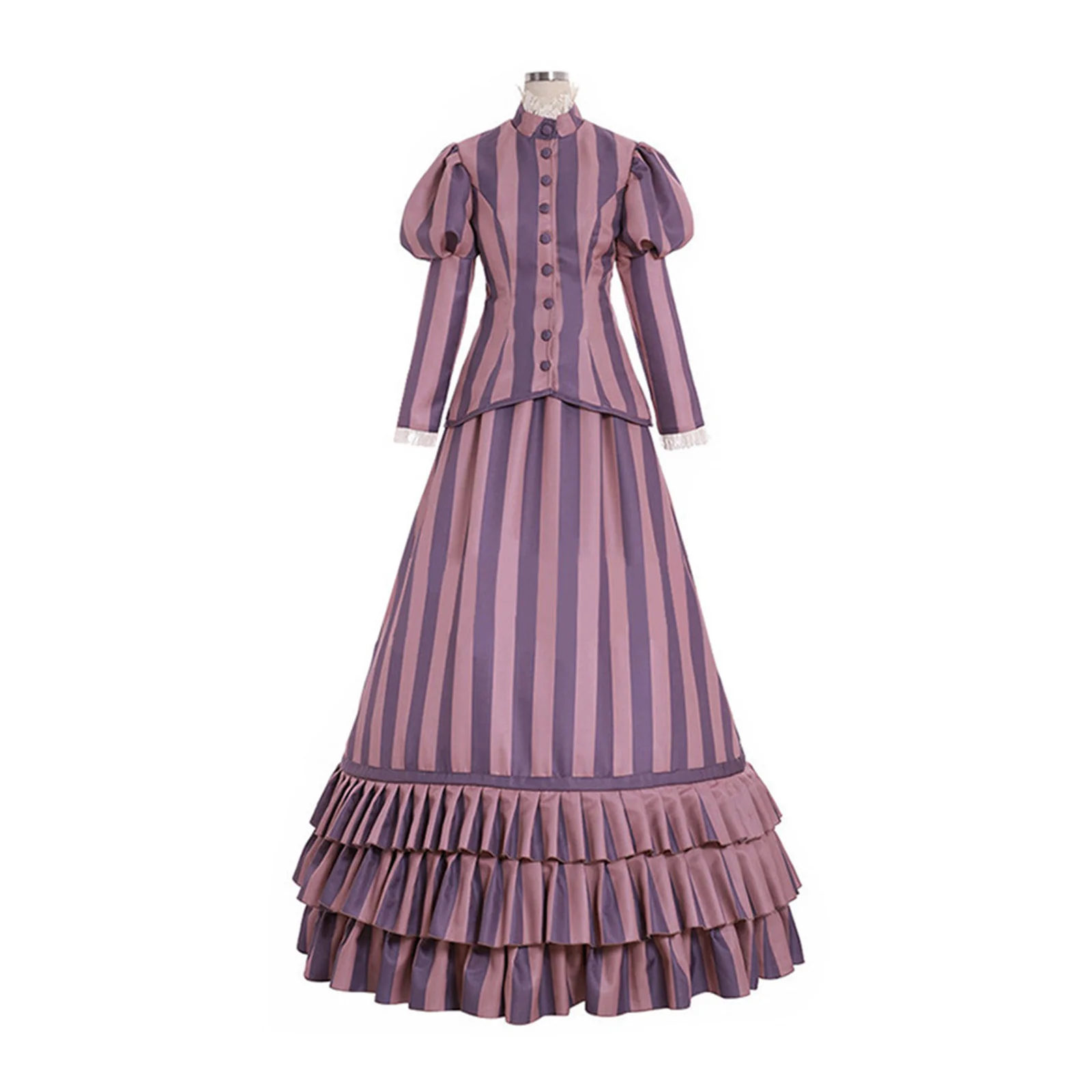 Disfraz de Cosplay de la novia cadáver de Tim Burton para mujer, vestido de rayas rojas, falda acampanada con volantes, traje de juego de rol para fiesta de Halloween