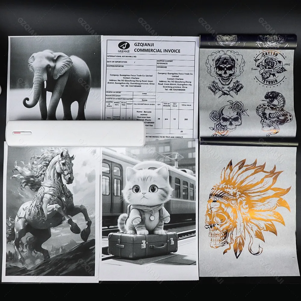 C80 Portable A4 Thermal Printer 210mm 216mm Mobile Bluetooth USB Photo Tattoo Stencil Printer Compatible with Phone,iPad & PC