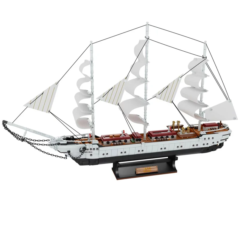 

City Creative Series White Sailboat Tabletop Decoration Collection Model Building Blocks Bricks Toys Gifts