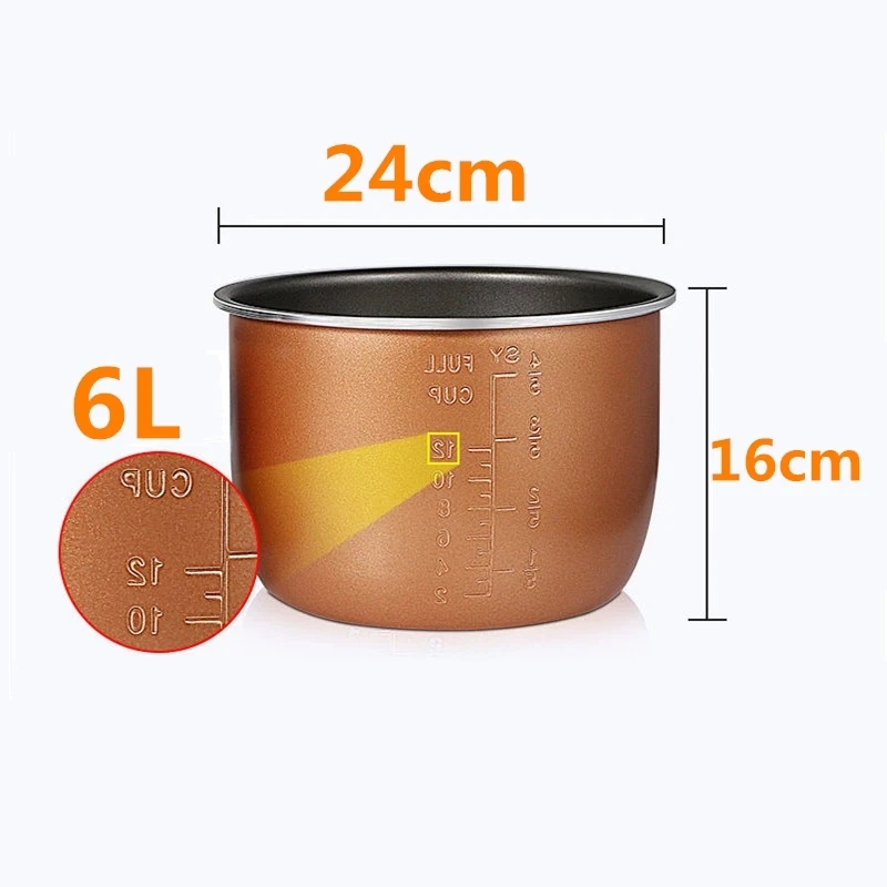 6L Electric Pressure Cooker Liner Multicooker Bowl Liter Non-stick Pan Double SprayThickening pressure cooker inner bowl