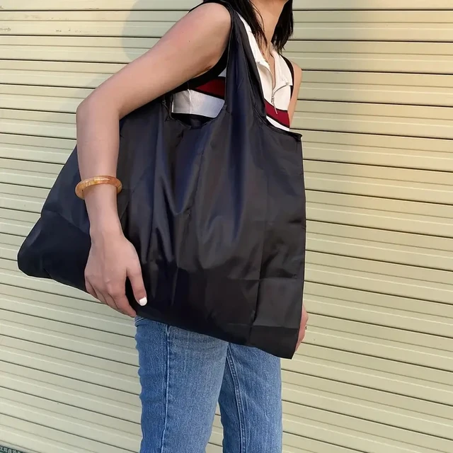 Large Capacity Foldable Portable Supermarket Environmentally Friendly Shopping Grocery Bag, Waterproof Shoulder Storage Bag 5