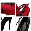 Spring and Autumn New Round Toe Suede Waterproof Table Cross-band Single Shoes Thin High Heel Banquet Large Women's Shoes 4