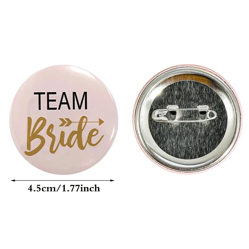 6PCS Wedding Bridesmaids Team Bridal Buttons Pins Tinplate Badge Bachelorette