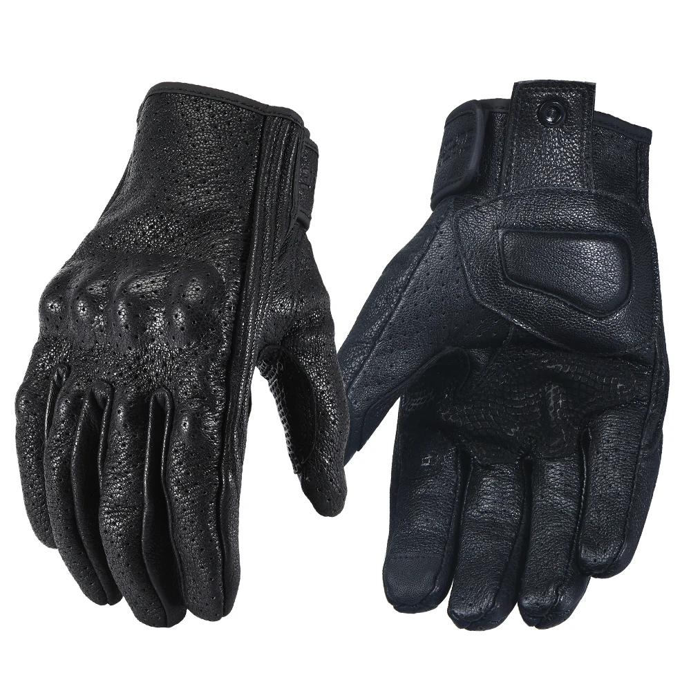 

Перчатки мотоциклетные мужские из натуральной кожи, защитные митенки для работы с сенсорным экраном, для езды на мотоцикле и велосипеде