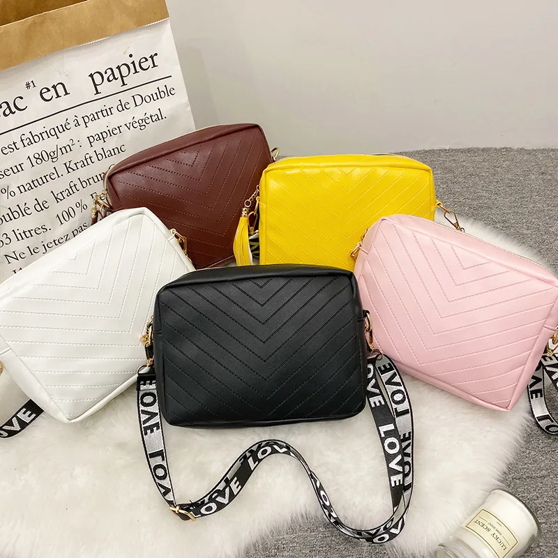 Women Bag Tassel Ribbon Embossed Shoulder Crossbody Simple Square Bag  Casual Small Messenger Bag Purse Clutch Luxury Bag Purse