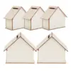 5 Pcs Wooden Children Doodle Piggy Bank Unfinished Coin Banks DIY Saving Craft House Shape Change Container 1