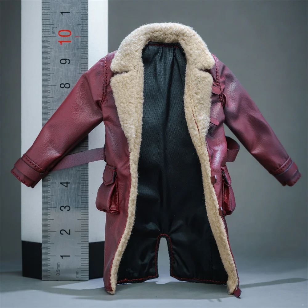 

Мужская одежда в масштабе 1/12, ветровка с меховым воротником, кожаная куртка, пальто в стиле ретро, Длинная кожаная куртка для 6-дюймовой музыкальной экшн-фигурки