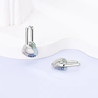 925 Silver Hoop Earrings  For Woman Pendientes Zircon Heart Shape Star Eardrop Original Earring Fashion Jewelry - Image 5