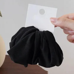 Set of 4 Solid Color Thick Hair Ties - Chic Fashion Scrunchies (2 black)