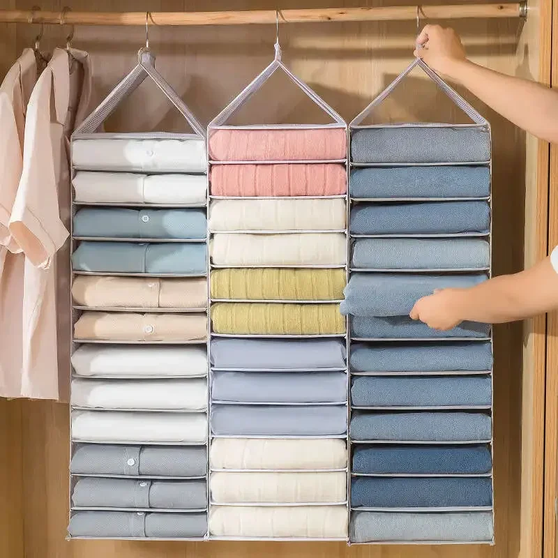 Description Picture 2 of itemLayered Hanging Organizers Wardrobe Organizer Clothes Clothing Storage Pants Hanger Family Dormitory Home Organization Garden