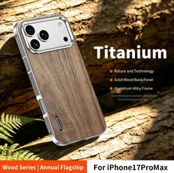 Magnetic Solid Walnut Wood & Aluminum Alloy Phone Case for iPhone 16 Pro Max (Grey)