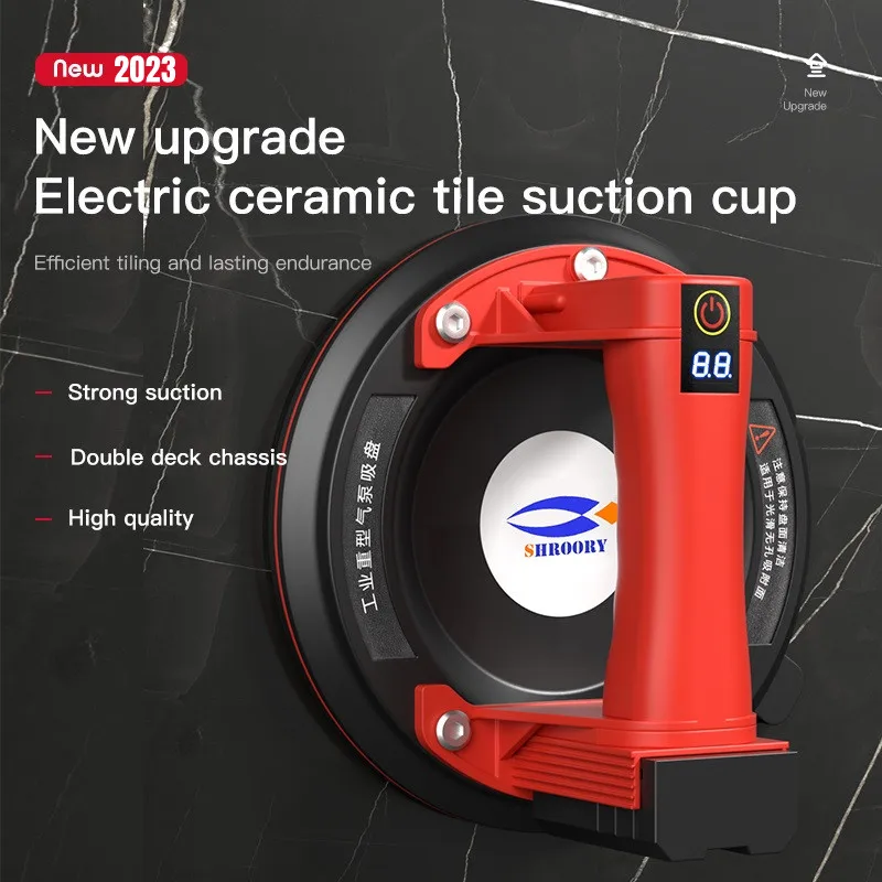 2024 NEW 2800mAh Electric Vacuum Suction Cup for Glass Tile 8 Inch Strong 200kg Bearing Capacity Industrial Sucker with Air Pump 8 inch electric vacuum suction cup 200kg strong suction sucker tile suction lift heavy lifting tool led display electric vacuum