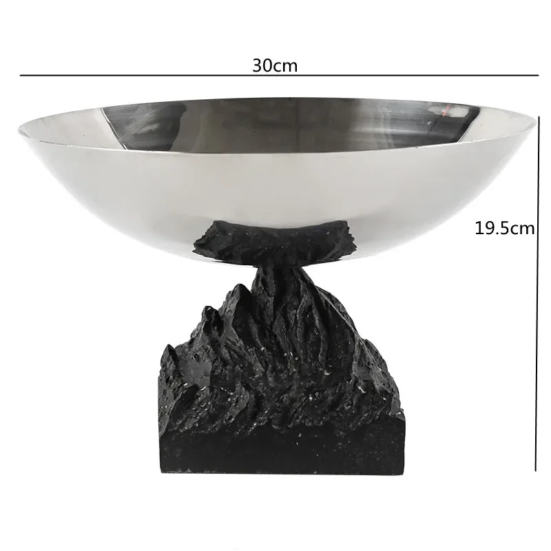 Creative Mountain Base Circular Fruit Tray, Luxurious Stainless Steel Tray, Modern Art Living Room Storage Tray, Home Decoration 6