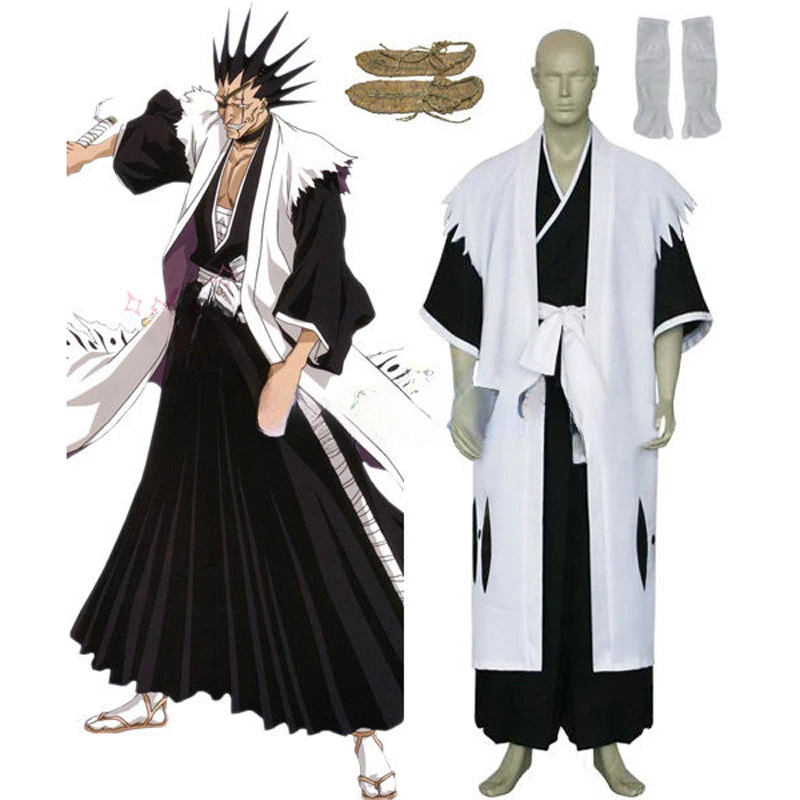 

Bleach 11th Division Captain Zaraki Kenpachi Cosplay Kimono Uniform Suit Men's Costumes with Sandals Custom-made free shipping