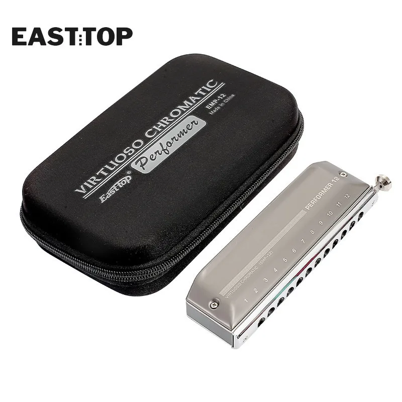 EASTTOP EMP-12 크로매틱 하모니카, C 알루미늄 빗, 크로매틱 마우스 오르간 하모니카, 성인 학생용, 12 홀, 48 톤 키