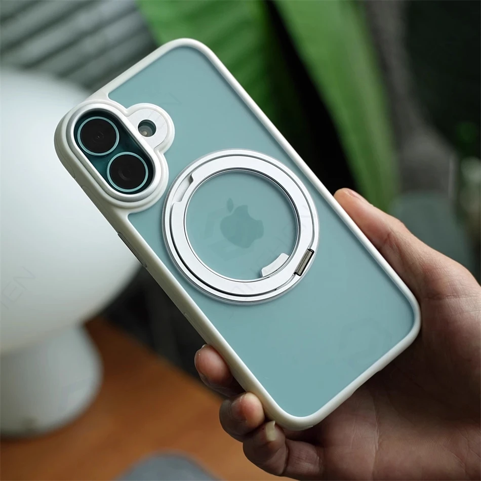 Magnetic 360° Rotation Ring Stand Case - Matte Military Shockproof Armor Cover