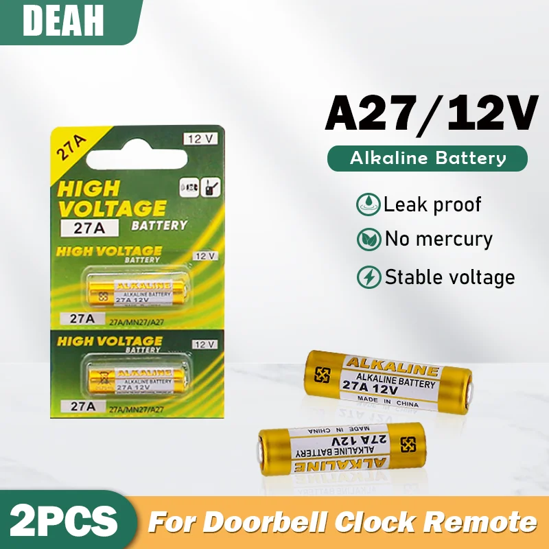 2PCS 새로운 A27 27A 12V 알카라인 배터리 G27A MN27 MS27 GP27A L828 V27GA ALK27A ...