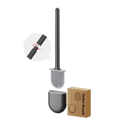 Eco - Friendly Silicone Toilet Brush with Long Handle - Flexible, Quick - Drying Bathroom Cleaner (Black Style B)