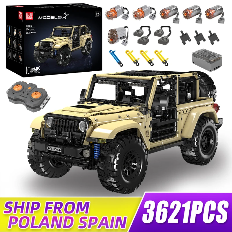 Mold King 13184 Technik Wrangler Off-Road 4X4 Truck Remote Control Building Blocks Giocattoli Set Per Ragazzi Natale