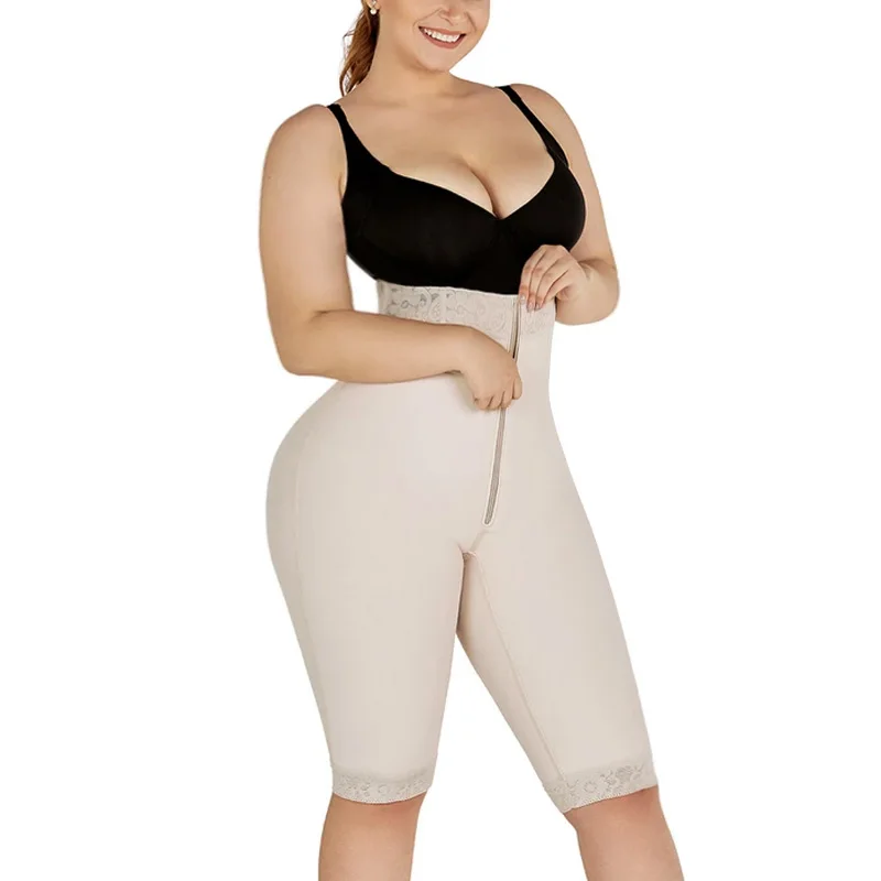 Slimming Fajas Lace Body Shaper Double Compression High-Waisted Butt Lifting Shorts Knee Short And Lift Buttoks Post Liposuccion