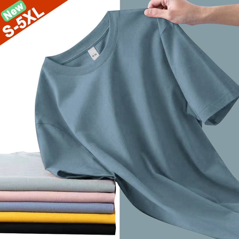 Fast Delivery T-Shirts Men Summer Cotton Male Tshirt Female Short Sleeves Tee Shirt Boy Daily Basic Tops Tees Women Plus Size5XL