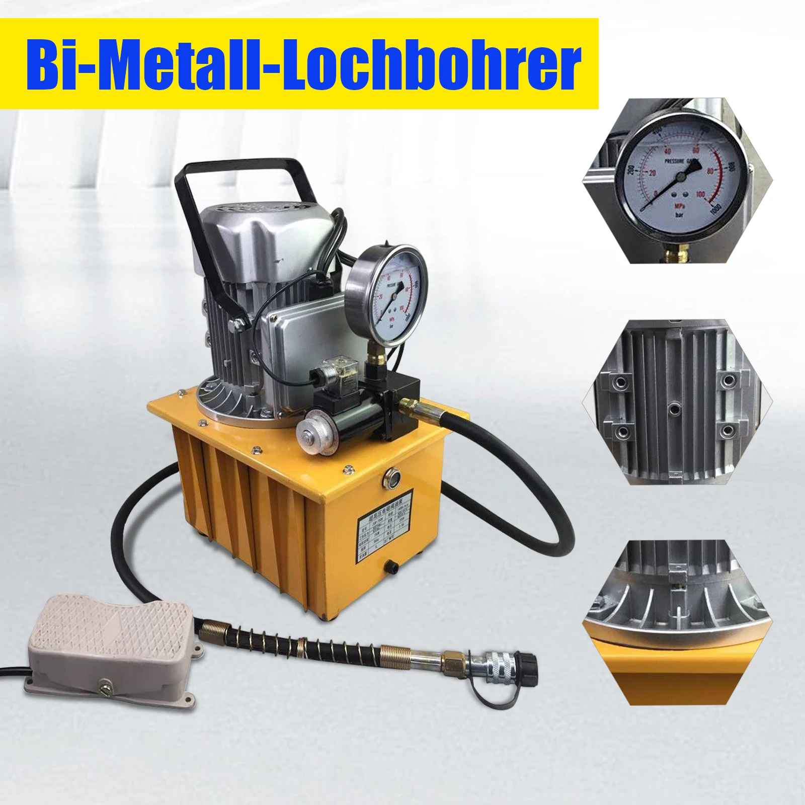 Electric Driven Hydraulic Pump Oil Pressure Pedal 750W Motor Pedal Solenoid Valve Control Mode 290Psi - 10152Psi 3