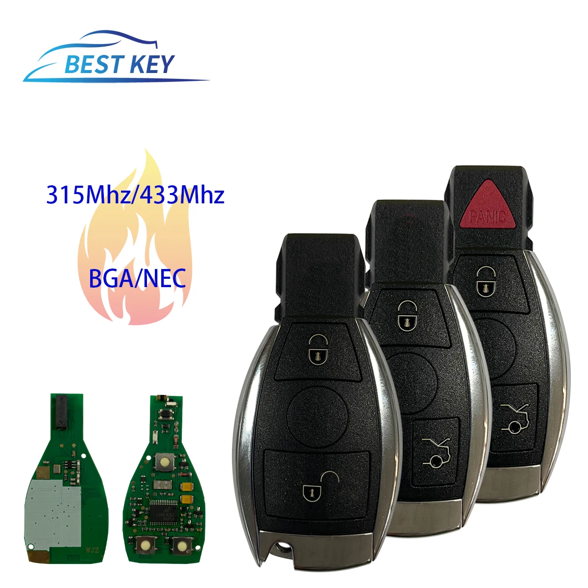 BEST KEY  Smart Remote Control Car Key For Mercedes Benz Year 2000+ E S Class Supports Original NEC/BGA 315/433MHz 2/3/4 Buttons xnrkey 2 1 buttons remote smart car key for mercedes benz 2000 keyless remote 433mhz bga type card