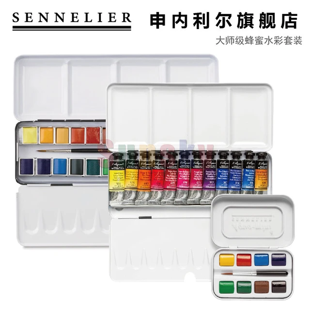 Sennelier French Artist Watercolor Set Featured in an Elegant Black