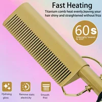Peigne chaud droit Curling peigne électrique pour cheveux africains américains pente quente peigne chauffant lisseur cheveux outils de coiffure 5