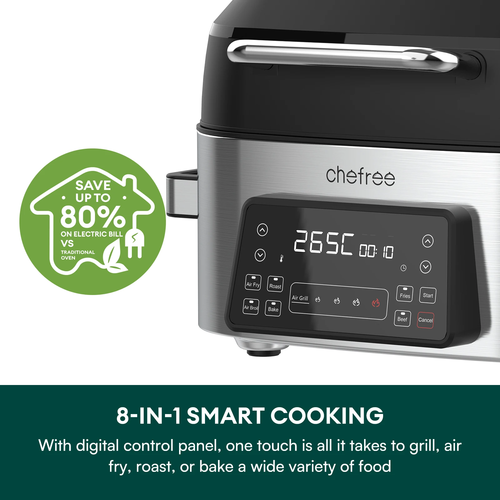 CHEFREE Dual Air Fryer, 8L Family Sized, 2 Nonstick Viewing Window