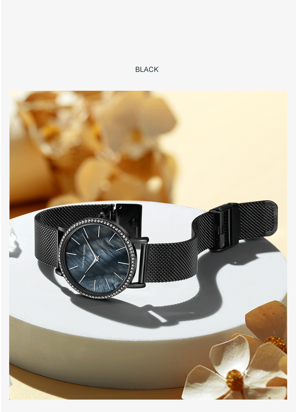 Relógio de Mulher com Movimento Quartzo Japonês – Relógio de Luxo com Cristais, Aço encerrado.