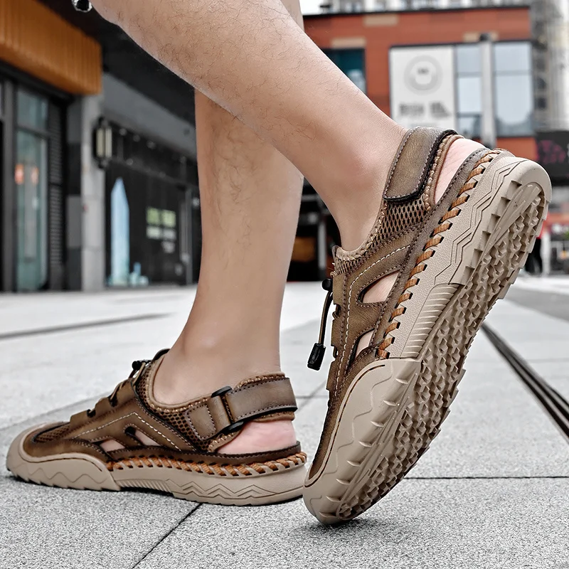 Mens Sandals Outdoor Sports Summer Shoes Low Heel Sliders Sandals Summer Men's Beach Shoes_voghion.com
