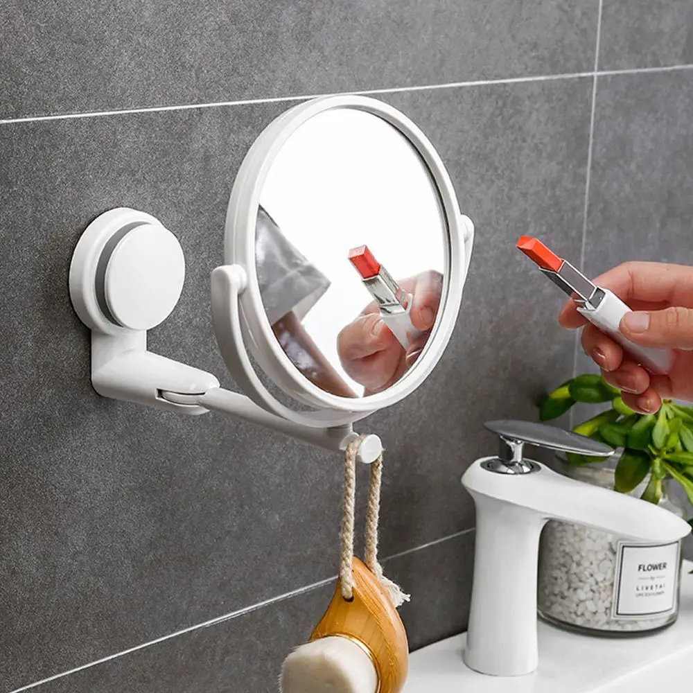 Self Adhesive Wall Hang Bath Accessories Vacuum Suction Folding Shave Mirrors Vanity Mirror Makeup Supplies Bath Mirrors