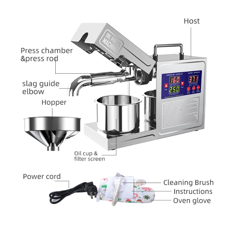 Oil Press Machine Commercial Home 110V 220V Cold Extractor B03S Expeller Linseed Maker 6