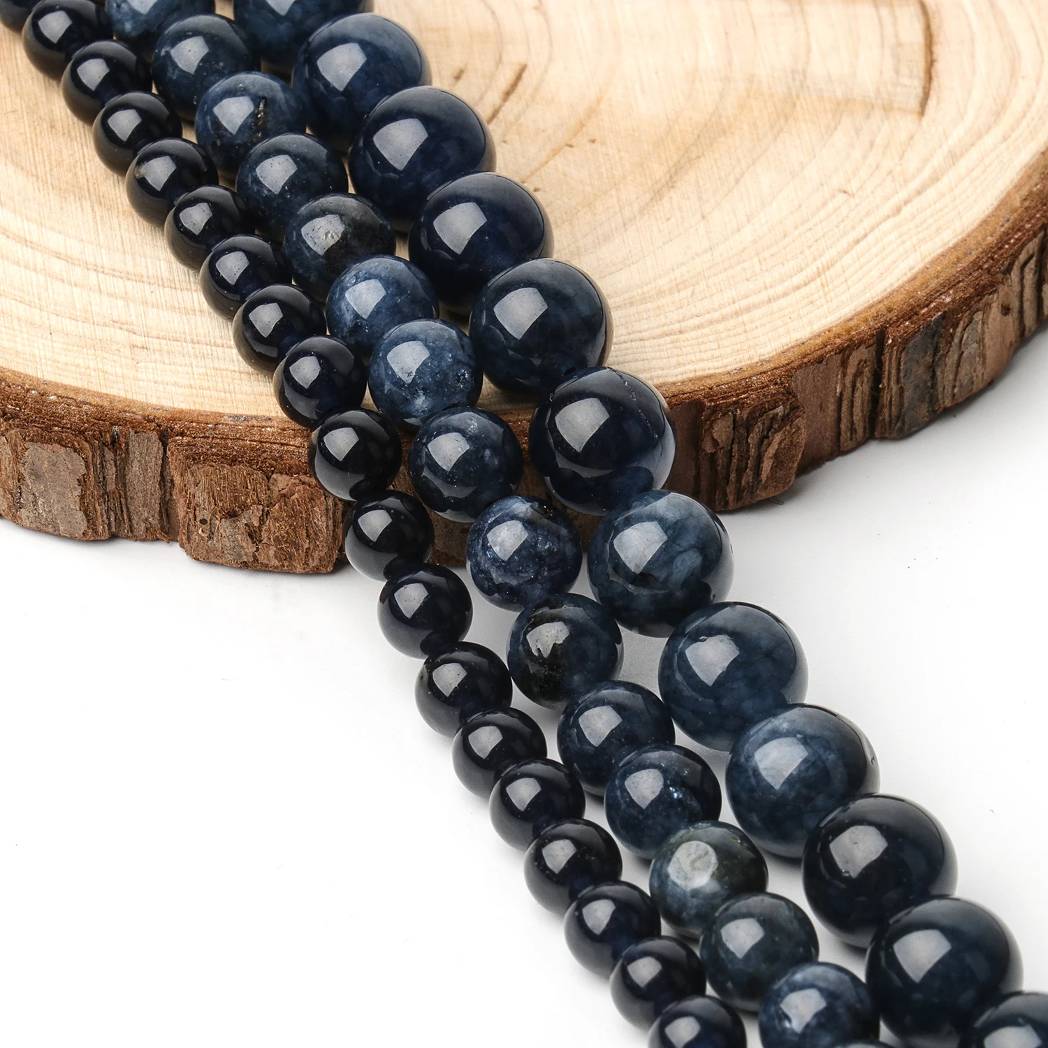 Natural Stone Sapphire Color Jade Beads Blue Round Loose Beads Jewelry Making Supplies Diy Charms Bracelets 6/8/10mm 15''