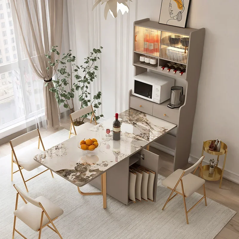 Extendable Modern Dining Room Sets Luxury Space Saving Kitchen Folding Table Chairs Home Italian Meuble De Cuisine Furniture
