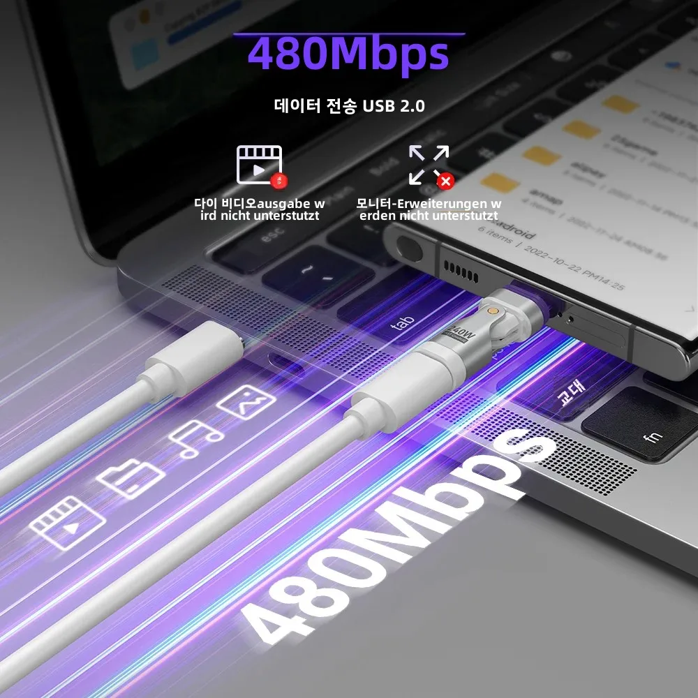 AUFU 16핀 자기 OTG 어댑터 240W 고속 충전 유형 C 남성-유형 C 마이크로 IOS 여성 데이터 변환기 iPhone MacBook 노트북