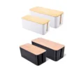 Cable Management Box, Cord Box Hider,Extension Socket Cord Organizer Box with Bamboo Wood Cover for Router Desk Power Strip 1