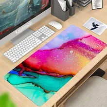Strata cor líquida personalidade criativa jogo mouse pad tamanho grande gradiente desktop teclado bloqueio fronteira lavável almofada de borracha