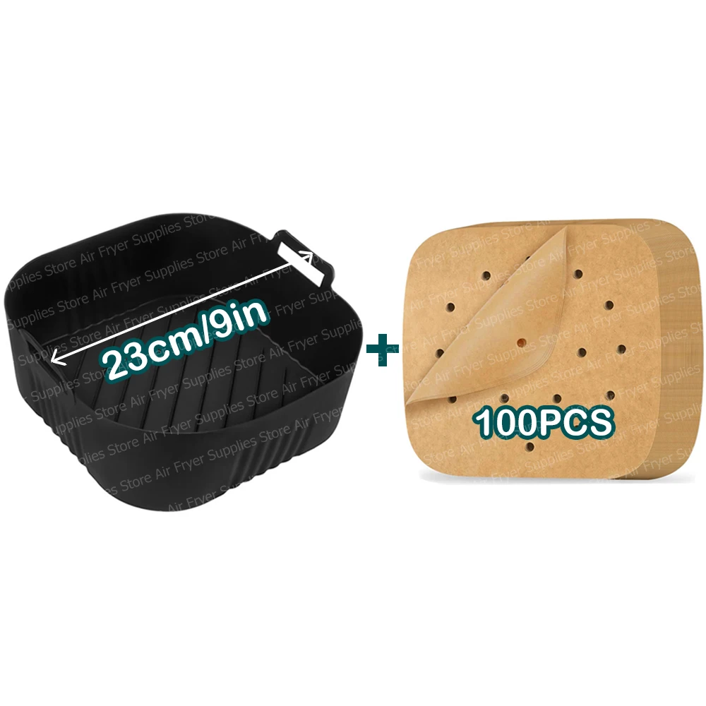 Moule Silicone Air Fryer 2 Pièces - Compatible Philips 2000 Série, Cosori Turbo Blaze - Réutilisable 22cm