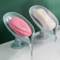 2pcs Drain Soap Holder Leaf Shape Soap Box Suction Cup Tray Drying Rack for Shower Sponge Container Kitchen Bathroom Accessories 1