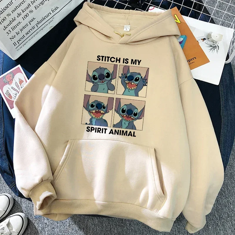 Ohana Lilo Stitch Disney Hoodies Men Women Kawaii Manga Cartoon Hooded Pullover Fashion Casual Sweatshirts Harajuku Streetwear